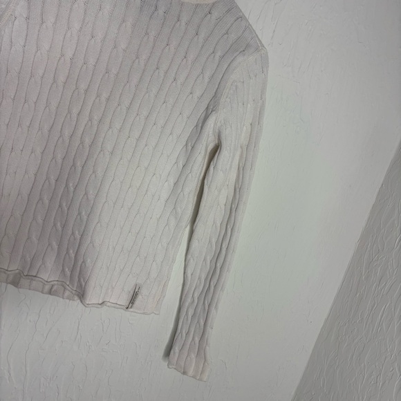Ralph Lauren Polo Jeans Cable Knit White Turtleneck Cotton Sweater Size Large - Picture 3 of 8